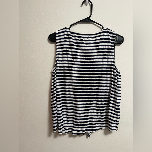 LOFT - Women’s Striped Crinkle Tie Front Tank Top - Navy/White - Size Small - Picture 5 of 5